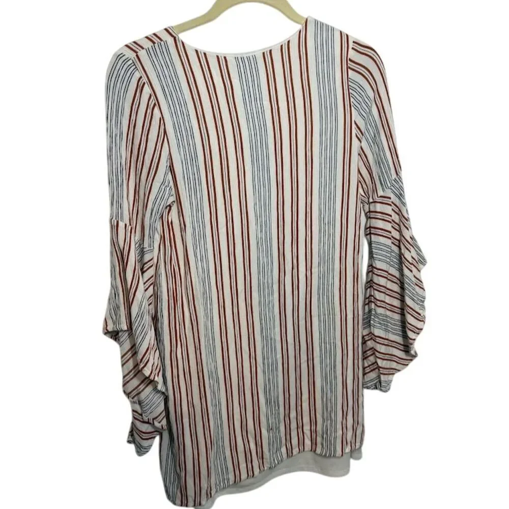 Altar'd State Striped V Neck Blouse Small